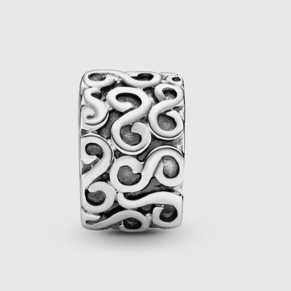 Pandora S Clip Swirl Charm 925 Sterling Silver Bracelet Charm - Picture 1 of 10